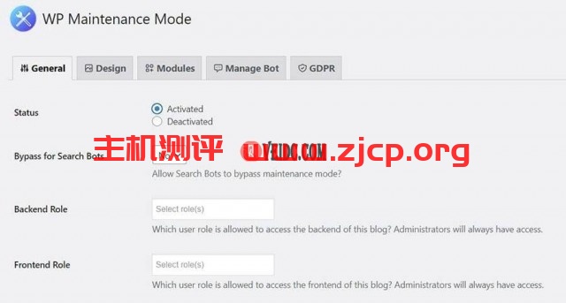 WP Maintenance Mode插件页面激活