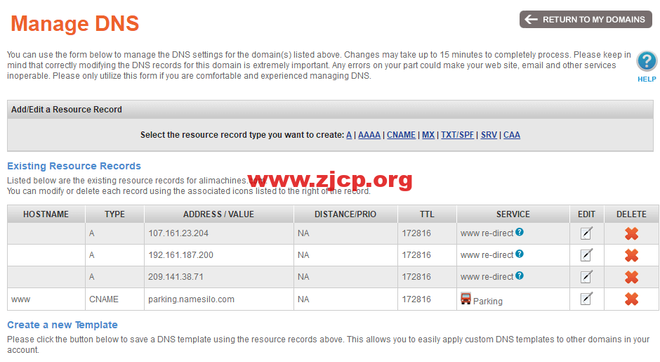 namesilo-default-dns